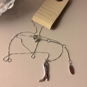 Anthropologie Sterling Cowboy Boot Necklace NWT
